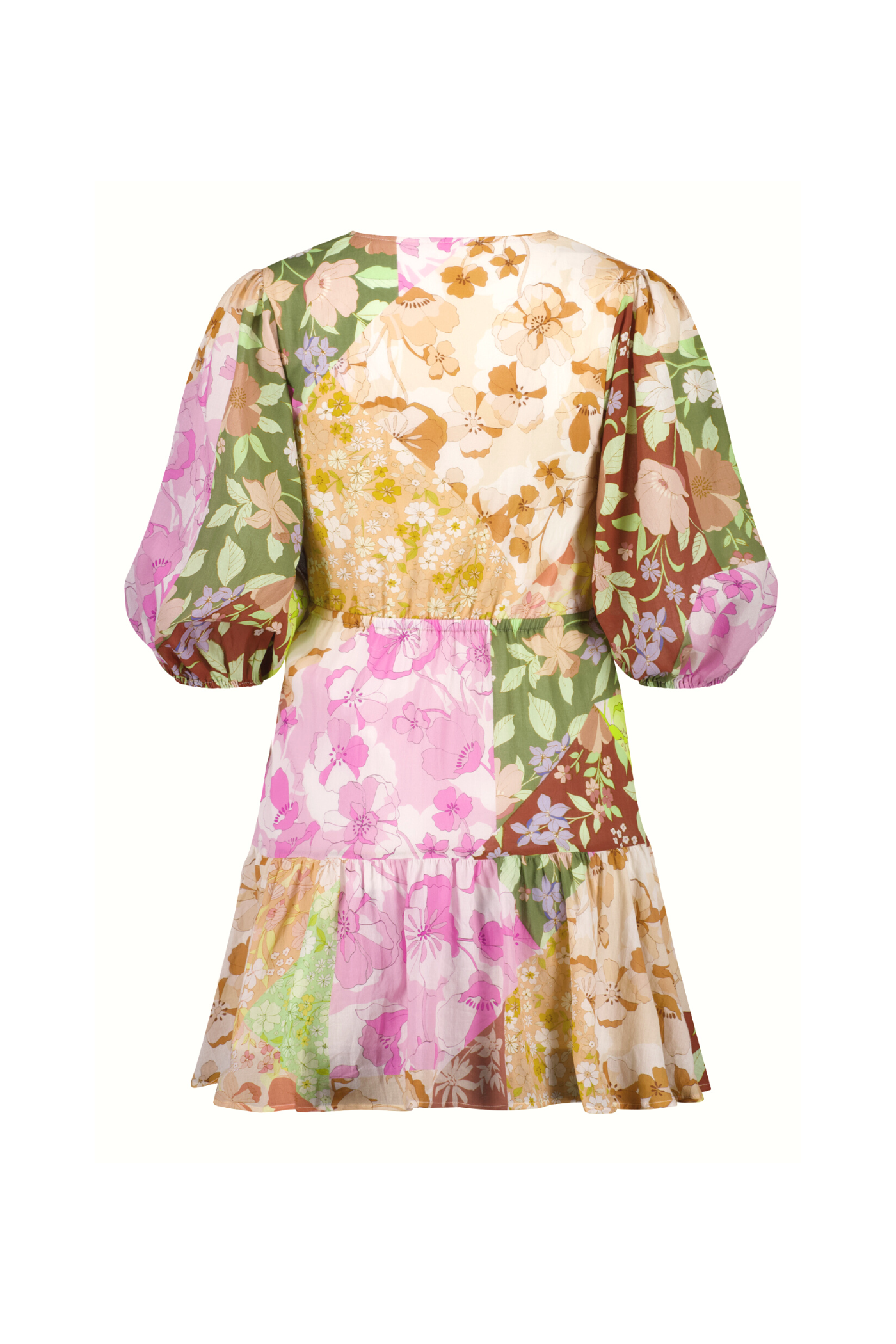 long sleeve short dress in colourful print