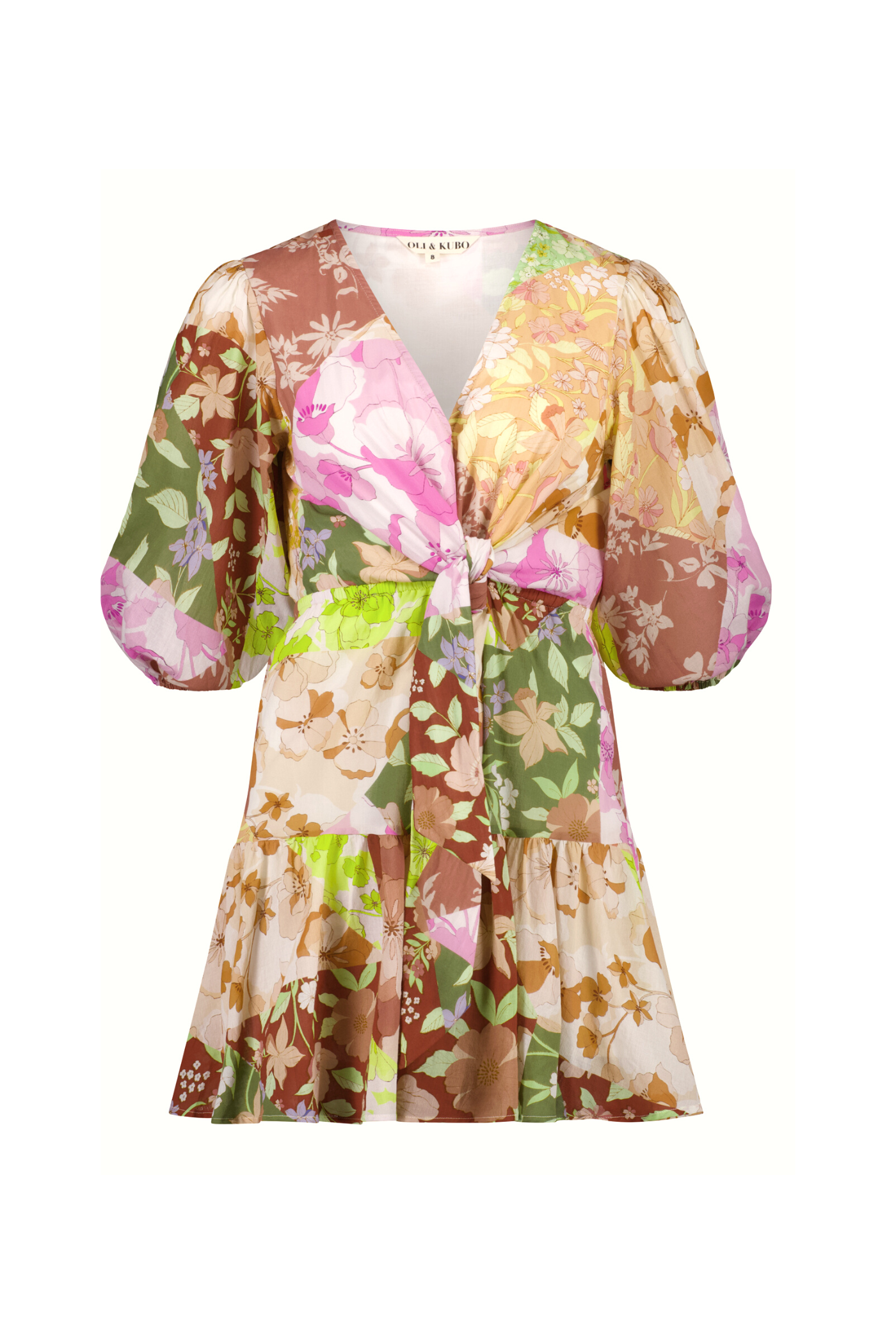 patchwork print mini dress