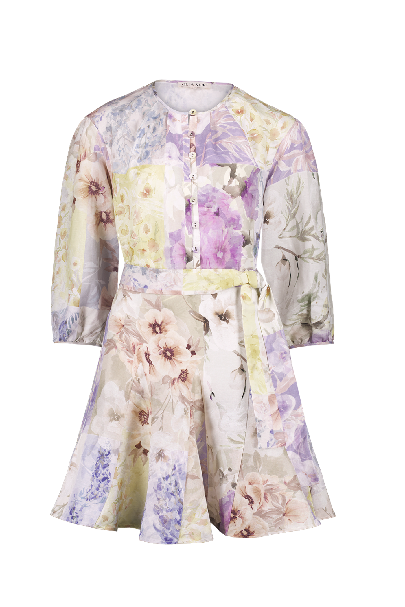 womens patchwork printed long sleeve dress