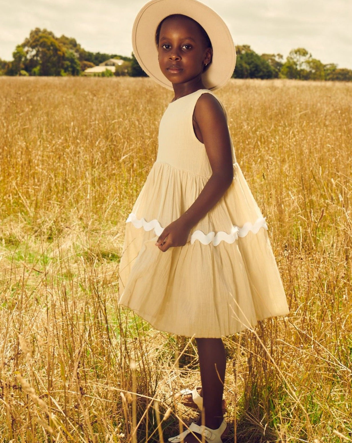 Cotton Girls Rick-Rack Dress