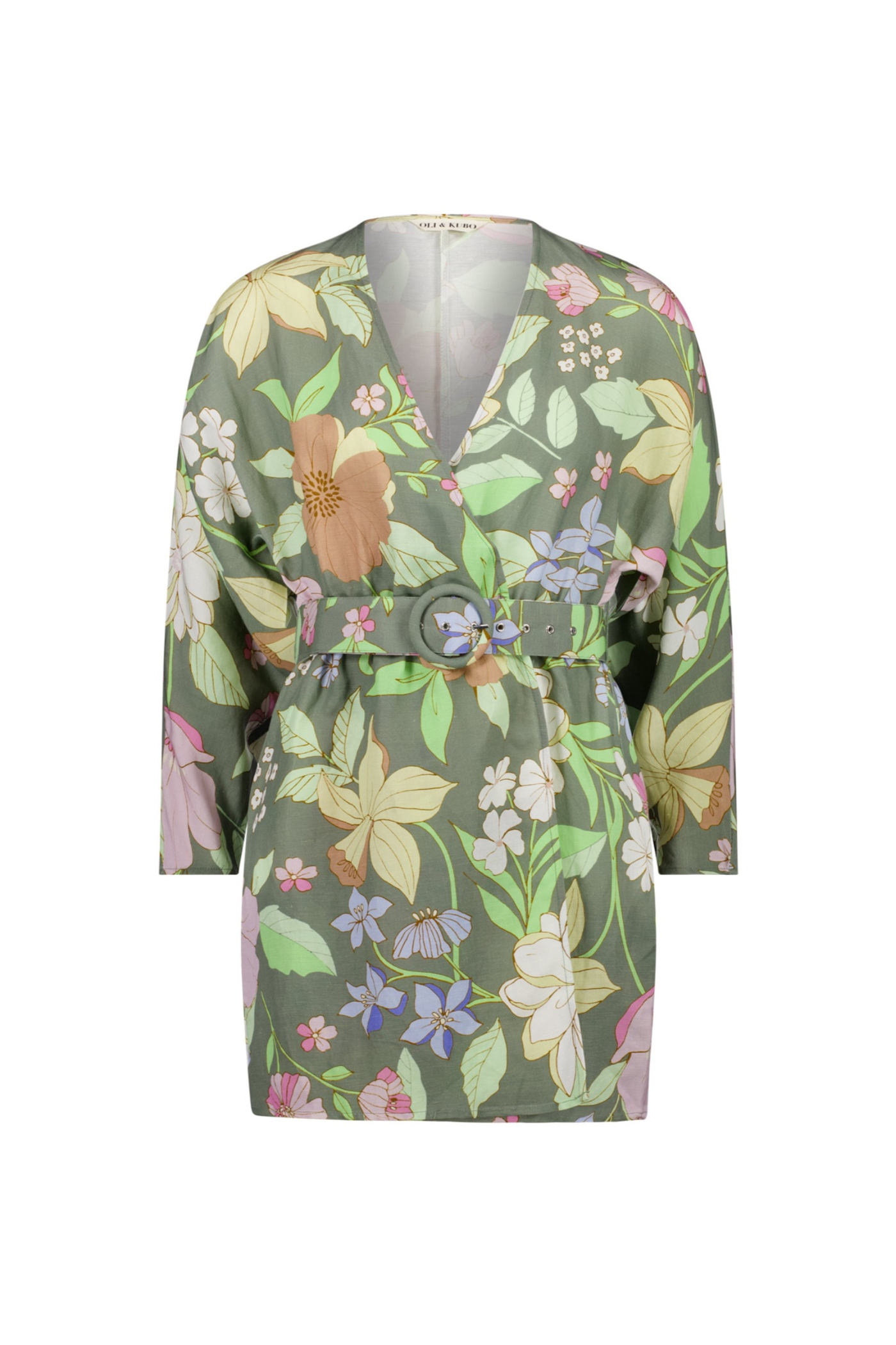 womens green floral printed dress