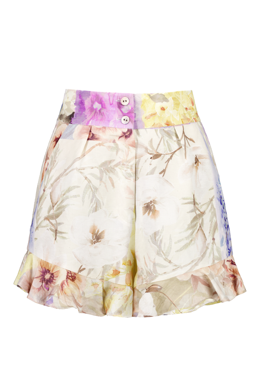 womens shorts with ruffle hem