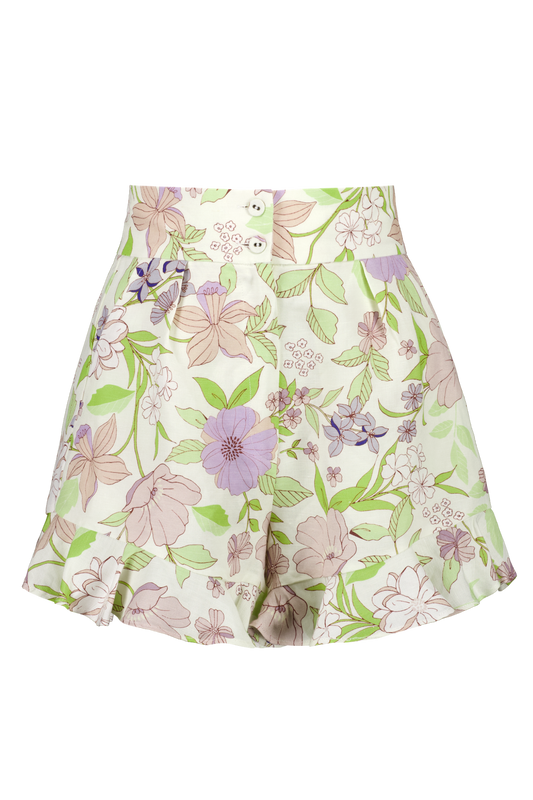 ladies matching shorts with frill hem