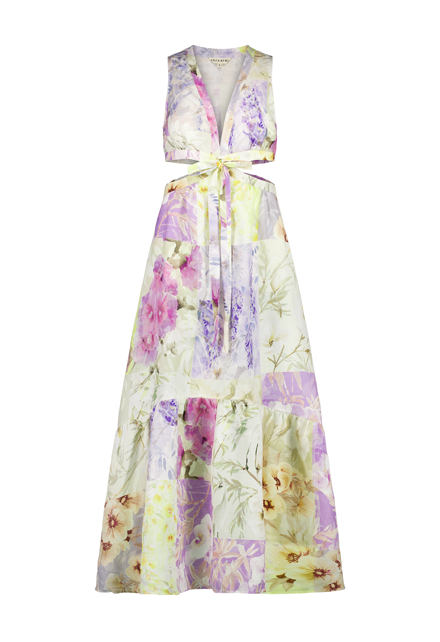 Womens patchwork printed maxi dress