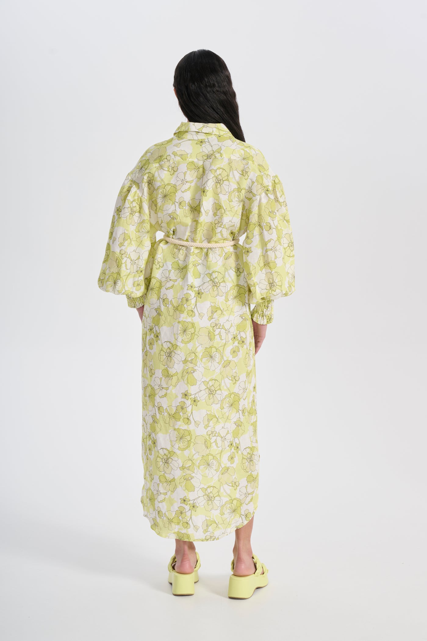 SAMIRA SHIRT DRESS - NEON GREEN FLORAL