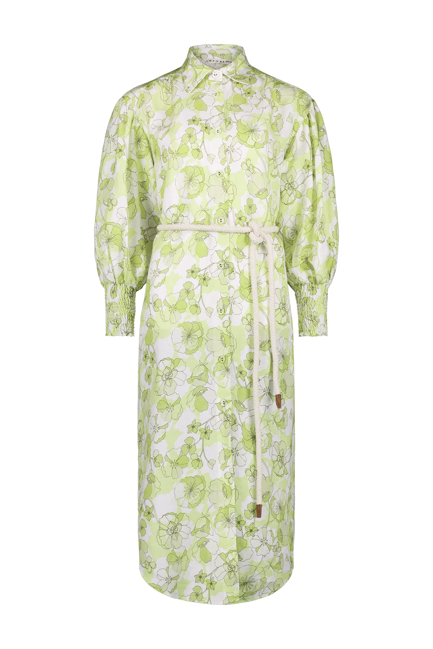 SAMIRA SHIRT DRESS - NEON GREEN FLORAL