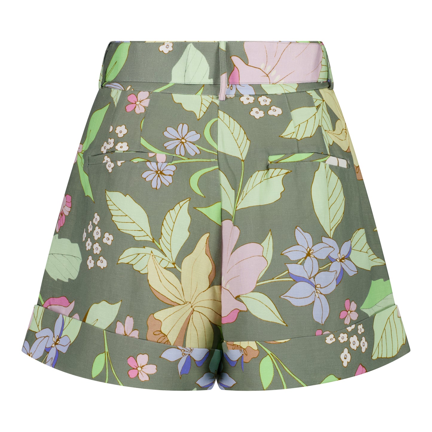 REMY TAILORED SHORTS - RETRO FLORAL GREEN