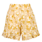 Linen frill hem shorts with orange ditsy floral print