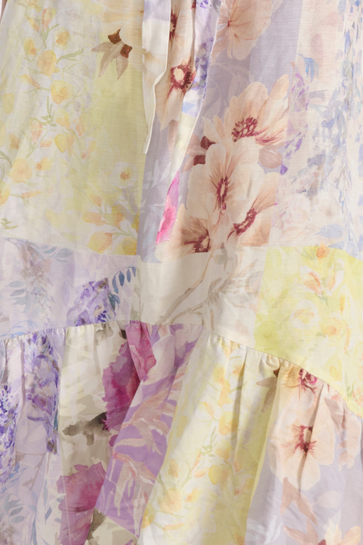 pastel patchwork printed linen dress