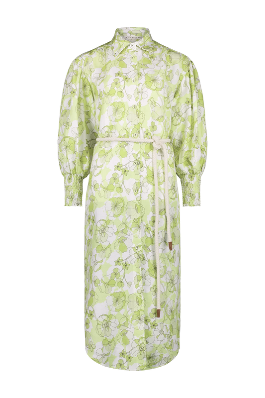 SAMIRA SHIRT DRESS - NEON GREEN FLORAL